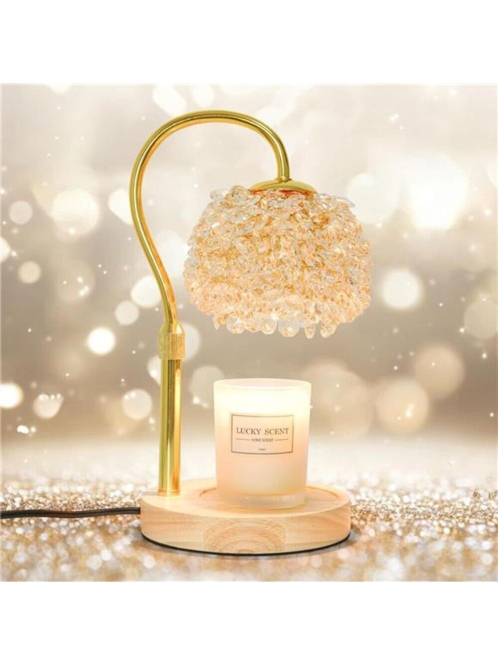 Candle Warmer Lamp with Timer Dimmable Crystal Electric Wax Warmer for Jar Candl